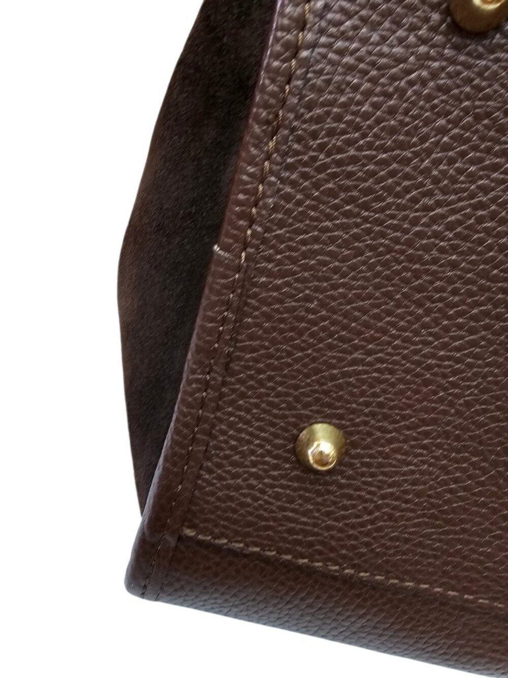 Firenze Italy Genuine Pebble Leather Brown Suede Handbag Purse Tote Bag Large. - Picture 6 of 16